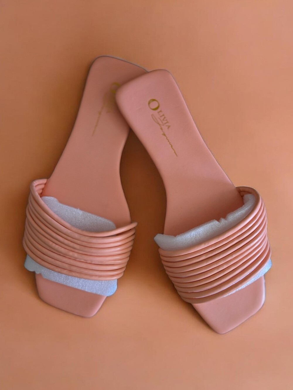 Coral Ribbed Slide Sandals - Women By Oliva Size 8 NWOB